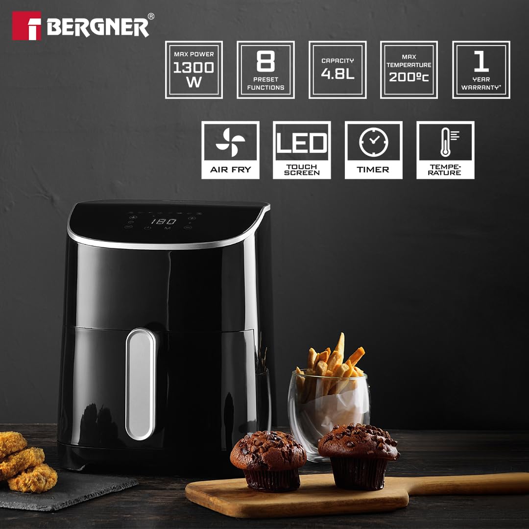 You are currently viewing BERGNER Master Pro Air Fryer, 1300 W, 4.8 Liter, With 360 Degree Airflow Technology,
