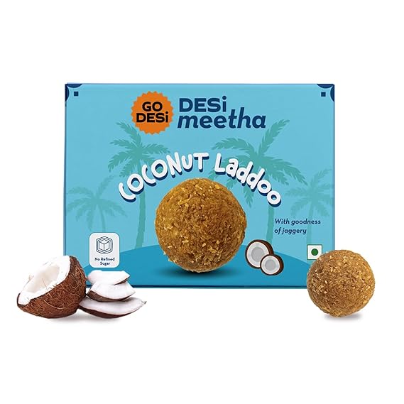You are currently viewing GO DESi Coconut Ladoo, 200 grams, Laddu, Laddoo, Indian Sweets, Mithai Gift